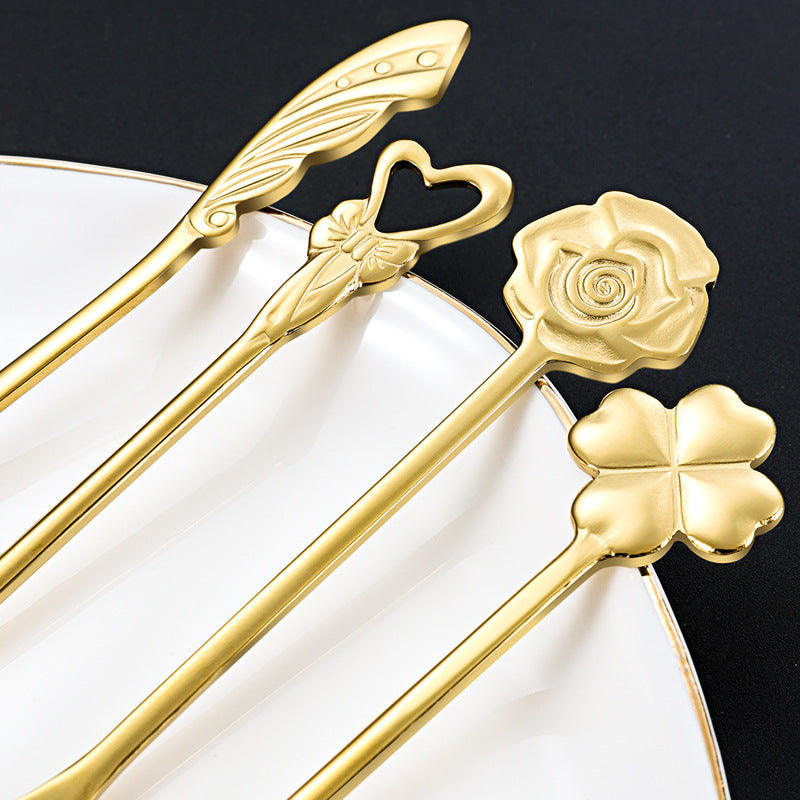 Coffee Tea Stirring Spoon Stainless Steel Dessert Spoon, Gold (BPA Free, No FDA) Coffee Tea Stirring Spoon Stainless Steel Dessert Spoon, Gold (BPA Free, No FDA)